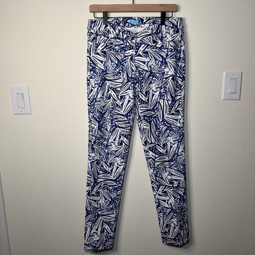 J. McLaughlin Jeans Women's Size 6 Blue White Floral Resort Preppy